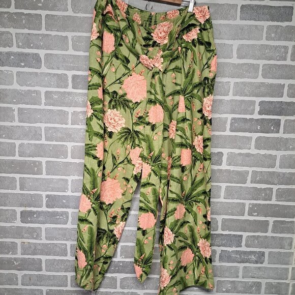 Agua Bendita x Target Wide Leg Floral Tropical Womens Pants Beachy Green SizeXXL - Picture 1 of 16
